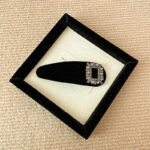 Square Snow Rhinestone French Style Women Luxury Fashion Black Velvet Hair Side Clip - Image 5