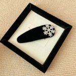 Square Snow Rhinestone French Style Women Luxury Fashion Black Velvet Hair Side Clip - Image 3