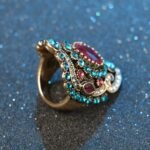 Ethnic Style Blue Crystal Alloy Pink Resin Baroque Rings - Image 4