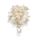 Super Elegant Freshwater Pearl Rhinestone Breastpin Brooch Jewelry Wedding Gift Flower Brooch