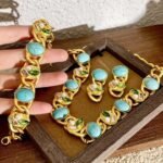 Vintage French Medieval Style Luxury Necklace Earrings Bracelet Jewelry Set