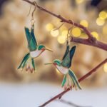 vintage style oil drop alloy Enamel Hummingbird Earrings - Image 2