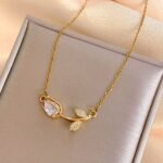 Tulip Stainless Steel Pendant Necklace and Bracelet Jewelry Accessories - Image 9