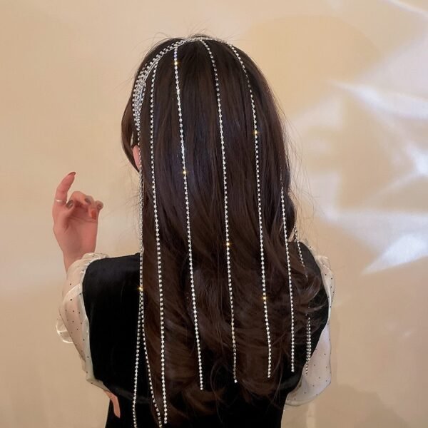 Luxury Flashing Rhinestone Chain Long Tassels Women Hair Band