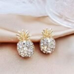 Tropical Fruit Pineapple Shape Rhinestone Alloy Earring Stud