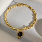 Vintage Heavy Industry Embossed Round Ear Studs Black Necklace - Image 3