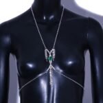 Sexy Rhinestone Chest Bras Chain Bikini Green Crystal Body Chain - Image 2