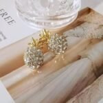 Tropical Fruit Pineapple Shape Rhinestone Alloy Earring Stud - Image 2