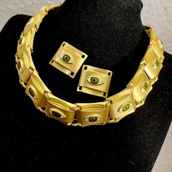 Exaggerated Cuba Alloy square Earrings Necklace