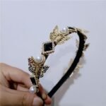 Imitation Pearl Butterfly Decoration Black Headband For Women - Image 2