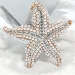Fancy Starfish Shape Imitation Pearl Crystal Brooch Swimwear Accessory for Luxury Swimsuit - Image 2