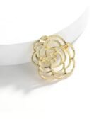 Shiny Camellia Brooch Hollowed Out Flower Shape Brooch Pin - Image 4