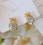Tropical Fruit Pineapple Shape Rhinestone Alloy Earring Stud - Image 3