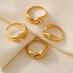 Stainless Steel Snake Shape Diamond Open Ring for Women's Wedding Engagement Gift - Image 4