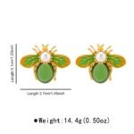 Green Bee Pendant Earrings Necklace Set - Image 2