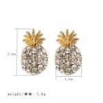 Tropical Fruit Pineapple Shape Rhinestone Alloy Earring Stud - Image 4