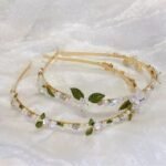 Alloy and Imitation Pearl Flower Shape Thin Delicate Hair Band for Women