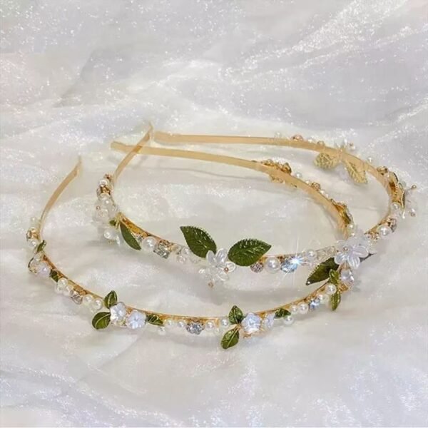 Alloy and Imitation Pearl Flower Shape Thin Delicate Hair Band for Women