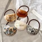 Colorful Acetate Oval Hair Bands Girls Geometric Ponytail Rubber Hair Tie