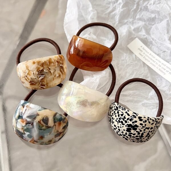 Colorful Acetate Oval Hair Bands Girls Geometric Ponytail Rubber Hair Tie