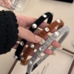 Solid Color Rhinestone and Pearl Hairband for Woman Girls