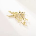 Vintage Elegant Wedding Corsage Copper Zircon 18K Gold Freshwater Pearl Agate Hummingbird Brooch - Image 4