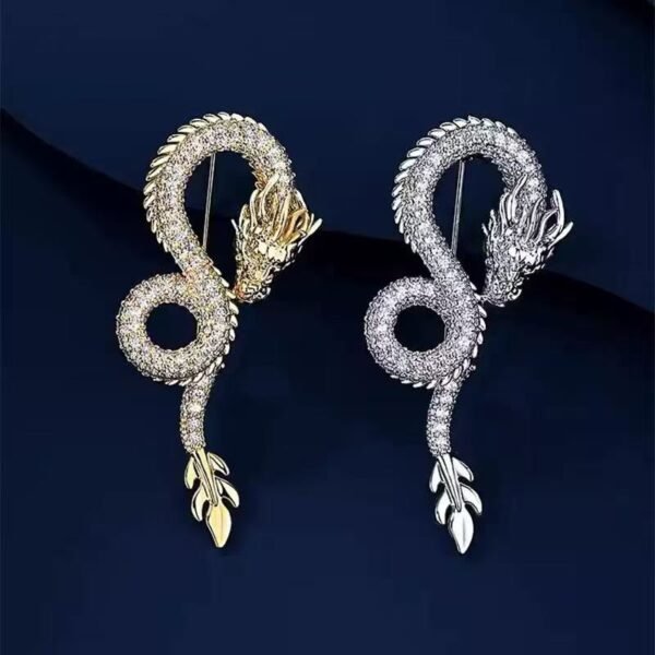 Decent Men Jewelry Chinese Designer Cooper Material Dragon Shape Brooch Pin