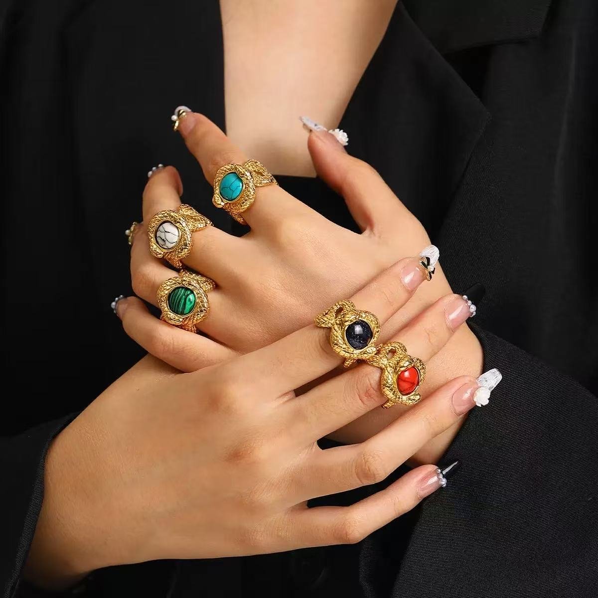 8 Fashion Fine Snake-shaped Stainless Steel Ring - Image 1