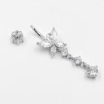 S925 Silver Zirconia Surgical Steel Butterly Shape Belly Button For Women - Image 2