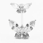 S925 Silver Zirconia Surgical Steel Butterly Shape Belly Button