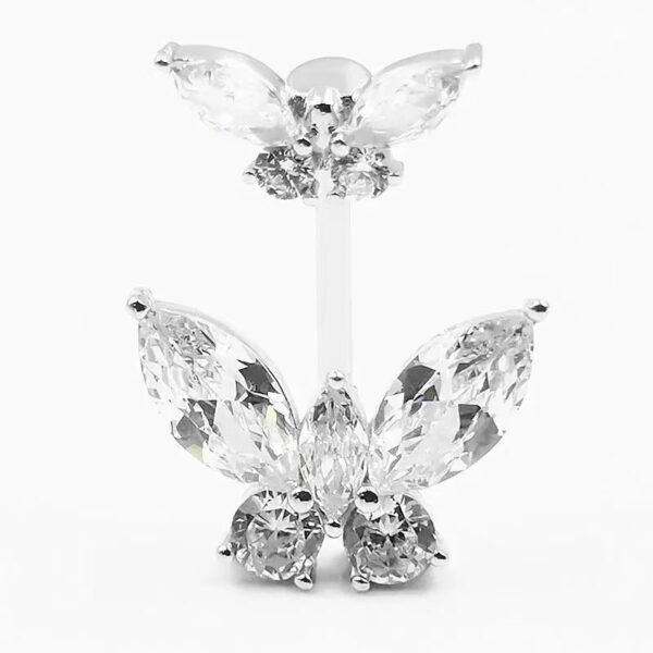 S925 Silver Zirconia Surgical Steel Butterly Shape Belly Button