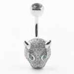 S925 Silver Zirconia Surgical Steel Leopard Shape Belly Button