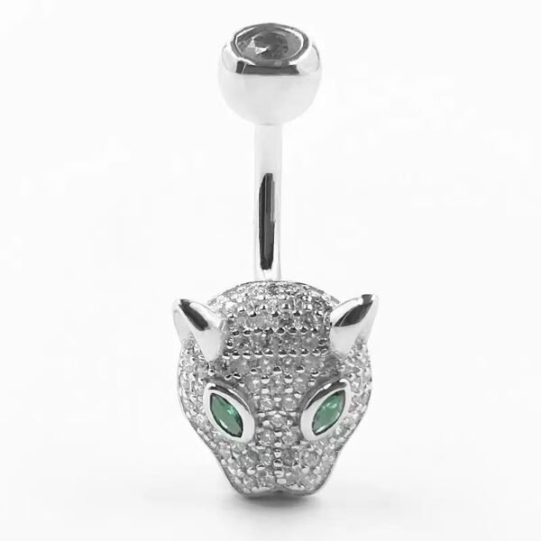 S925 Silver Zirconia Surgical Steel Leopard Shape Belly Button