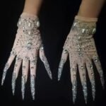 Club Party Women Singer Stage Performance Accessories Long Nails Crystal Prom Gloves - Image 2
