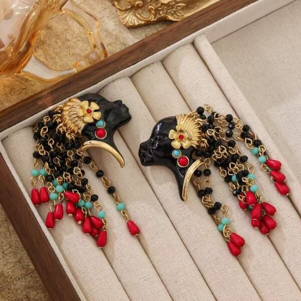 New Design Vintage Style Glass Seed BeadsTassel Clip-On Earrings