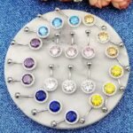 S925 Silver Zirconia Surgical Steel Colorful Belly Button - Image 2