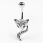 S925 Silver Fox Shape Zirconia Surgical Steel Belly Button