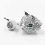 S925 Silver Zirconia Surgical Steel Leopard Shape Belly Button - Image 2