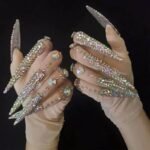 Club Party Women Singer Stage Performance Accessories Long Nails Crystal Prom Gloves - Image 3