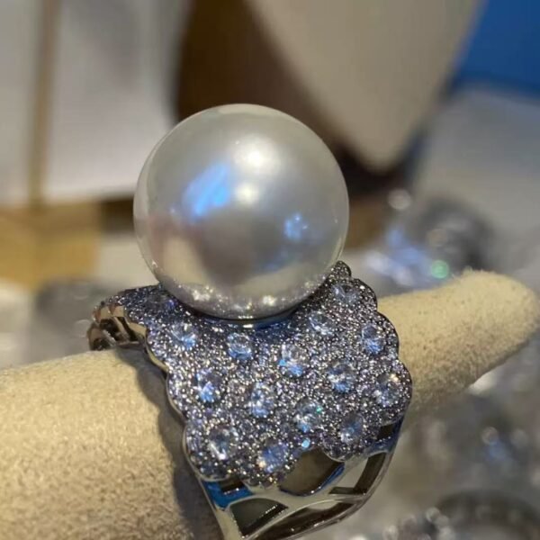 Luxury Huge 16mm Pearl Wedding Ring