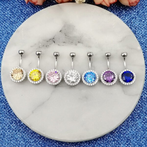 S925 Silver Zirconia Surgical Steel Colorful Belly Button