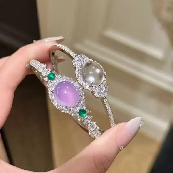 Jade Bracelet with Luxury Zircon Bangles Jewelry Gift