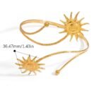 High-End Stainless Steel Geometric Sun Flower Shape Arm Bracelet - Image 2