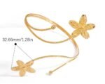 High-End Stainless Steel Geometric Sun Flower Shape Arm Bracelet - Image 3