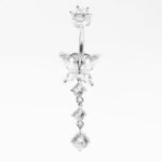 S925 Silver Zirconia Surgical Steel Butterly Shape Belly Button For Women