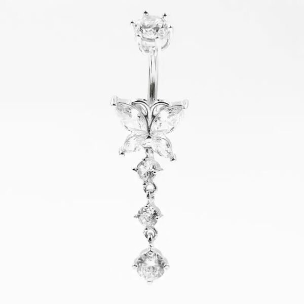 S925 Silver Zirconia Surgical Steel Butterly Shape Belly Button For Women