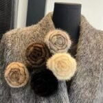 7cm Hand Made Mink Fur Flower Shape Brooch Pin