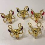 Vintage Enamel Gold Bull Head - Image 2