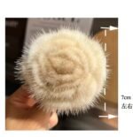 7cm Hand Made Mink Fur Flower Shape Brooch Pin - Image 2