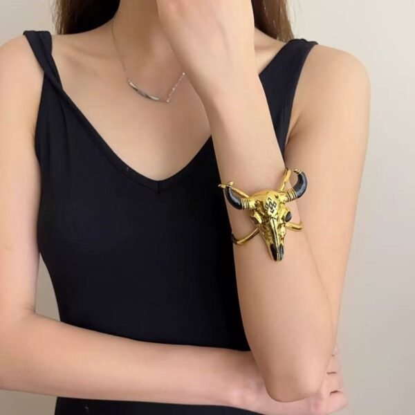 Vintage Enamel Gold Bull Head